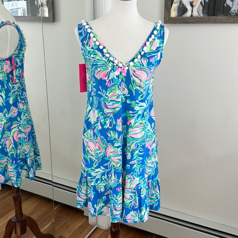 NWT Lilly Pulitzer Camilla swing dress Blue Flare Fancy Fins Sz.Small.